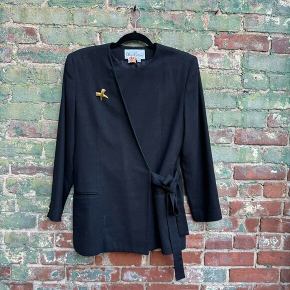 Vintage Oleg Cassini asymmetrical blazer with wrap tie - size US 4 - Picture 1 of 1